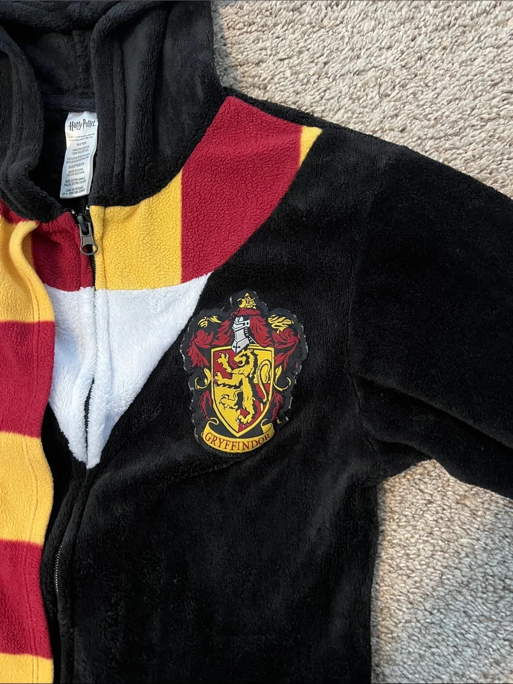 Warner Bros. Black Gryffindor Hooded One-Piece with Red & Gold Accents